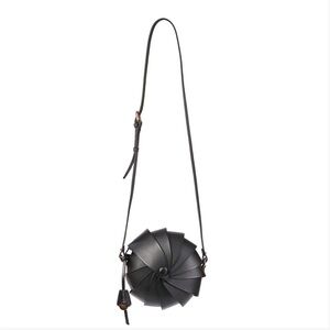 Boldrini Norma Black Leather Accordion Crossbody Purse